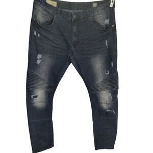 DESIGNER mens jeans 40/32 distressed over spray ribbed